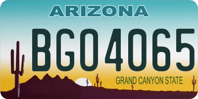 AZ license plate BGO4065