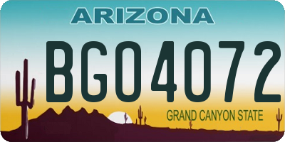 AZ license plate BGO4072