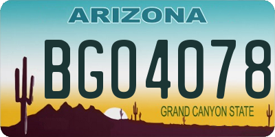 AZ license plate BGO4078