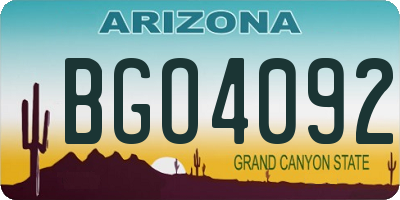 AZ license plate BGO4092