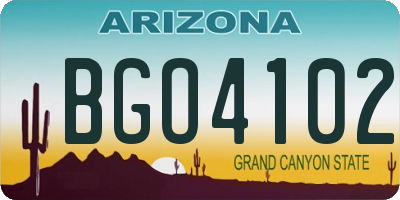AZ license plate BGO4102