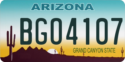 AZ license plate BGO4107