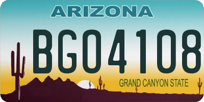 AZ license plate BGO4108