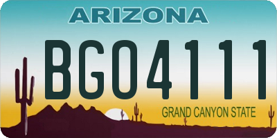 AZ license plate BGO4111
