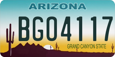 AZ license plate BGO4117