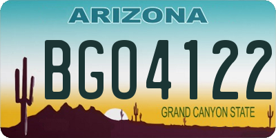 AZ license plate BGO4122