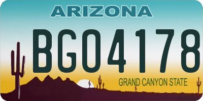AZ license plate BGO4178