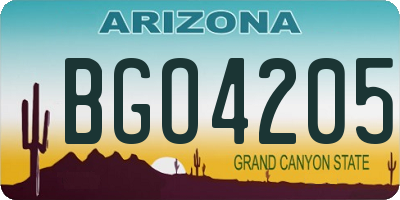 AZ license plate BGO4205