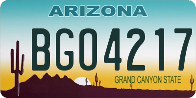 AZ license plate BGO4217