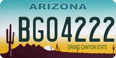 AZ license plate BGO4222