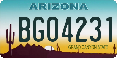 AZ license plate BGO4231
