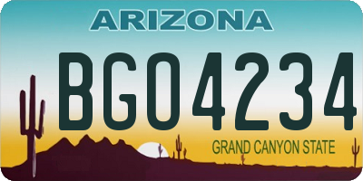 AZ license plate BGO4234