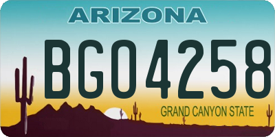 AZ license plate BGO4258