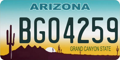 AZ license plate BGO4259