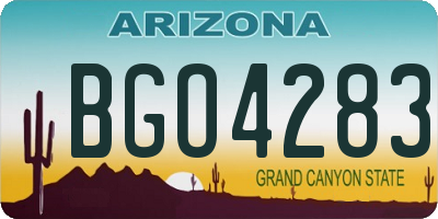 AZ license plate BGO4283