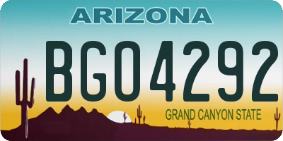 AZ license plate BGO4292