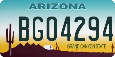 AZ license plate BGO4294