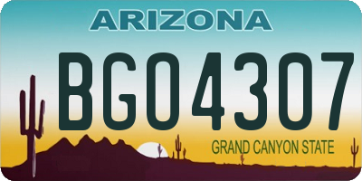 AZ license plate BGO4307