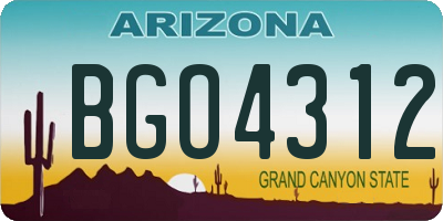 AZ license plate BGO4312