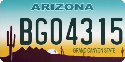 AZ license plate BGO4315