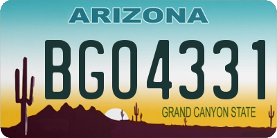 AZ license plate BGO4331