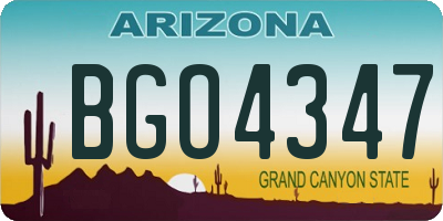 AZ license plate BGO4347
