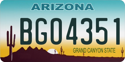 AZ license plate BGO4351