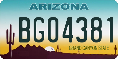 AZ license plate BGO4381