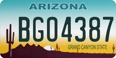 AZ license plate BGO4387