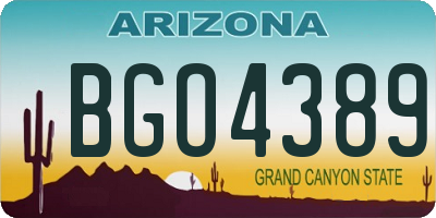AZ license plate BGO4389