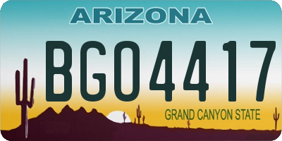 AZ license plate BGO4417