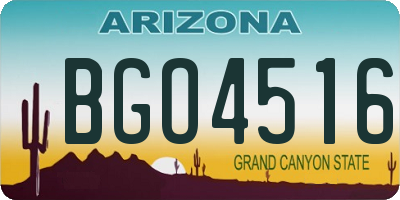 AZ license plate BGO4516