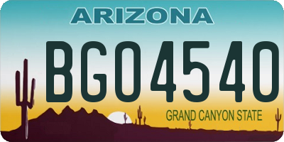 AZ license plate BGO4540
