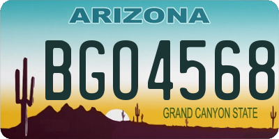 AZ license plate BGO4568