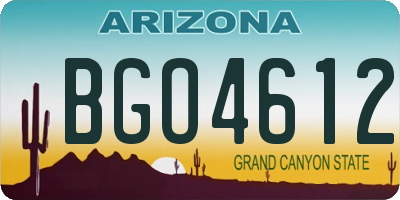 AZ license plate BGO4612