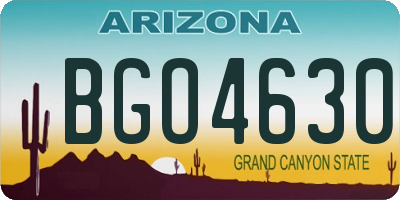 AZ license plate BGO4630