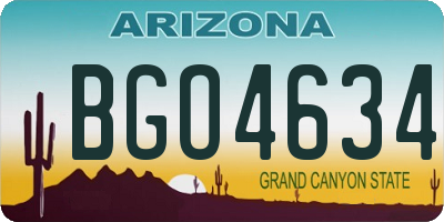 AZ license plate BGO4634