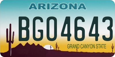 AZ license plate BGO4643