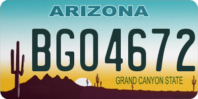 AZ license plate BGO4672