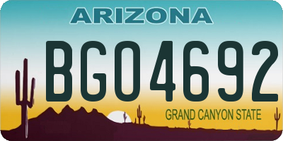 AZ license plate BGO4692