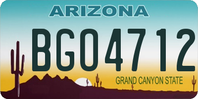 AZ license plate BGO4712