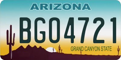 AZ license plate BGO4721