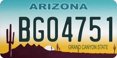 AZ license plate BGO4751