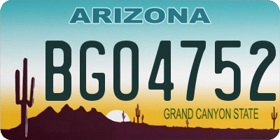 AZ license plate BGO4752