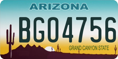 AZ license plate BGO4756