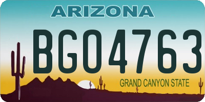 AZ license plate BGO4763
