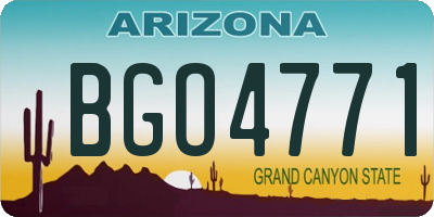 AZ license plate BGO4771