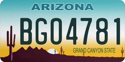 AZ license plate BGO4781