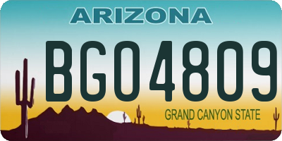 AZ license plate BGO4809