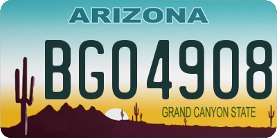 AZ license plate BGO4908